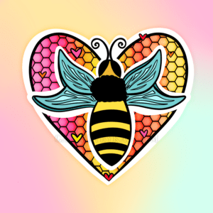 Bumblebee Honeycomb Heart sticker