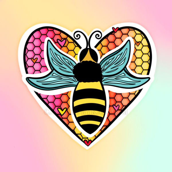 Bumblebee Honeycomb Heart sticker